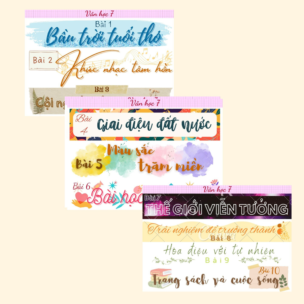 Sticker ngữ văn 7, tiêu đề tác phẩm ngữ văn 7