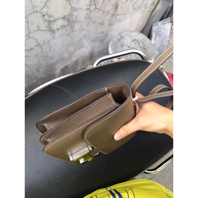 Túi Hm hàng si nhật tuyển s18 cm bảng khâu tay màu ghi xám