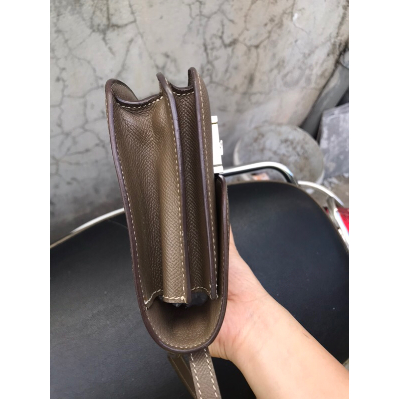 Túi Hm hàng si nhật tuyển s18 cm bảng khâu tay màu ghi xám
