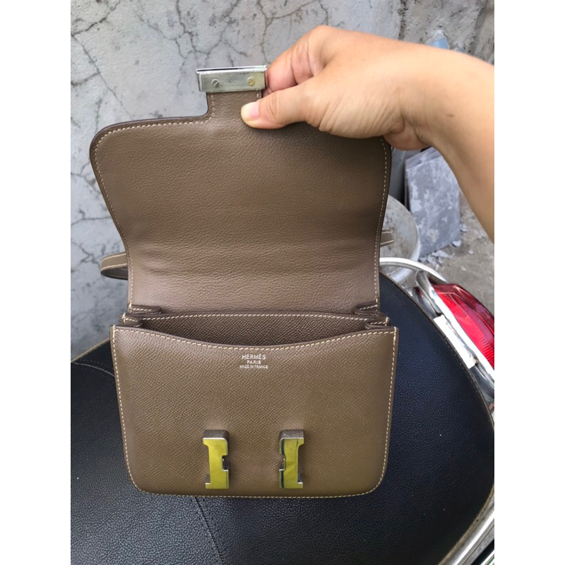 Túi Hm hàng si nhật tuyển s18 cm bảng khâu tay màu ghi xám