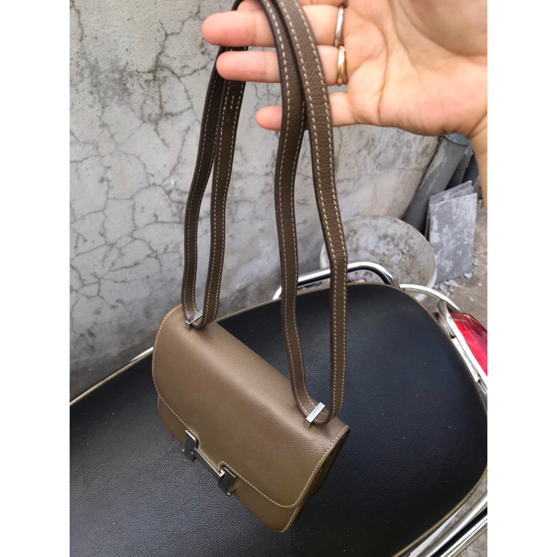 Túi Hm hàng si nhật tuyển s18 cm bảng khâu tay màu ghi xám