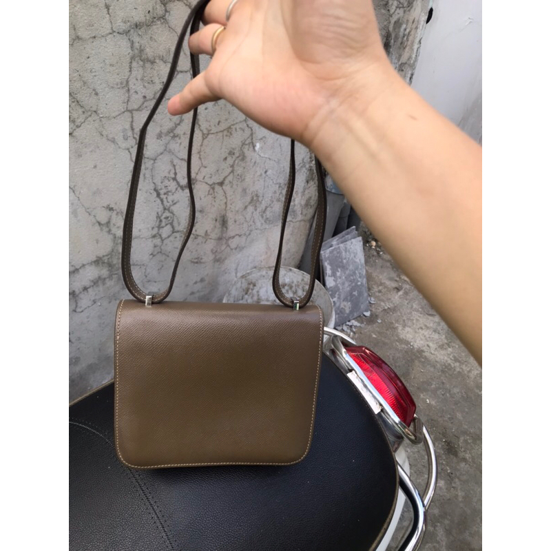 Túi Hm hàng si nhật tuyển s18 cm bảng khâu tay màu ghi xám
