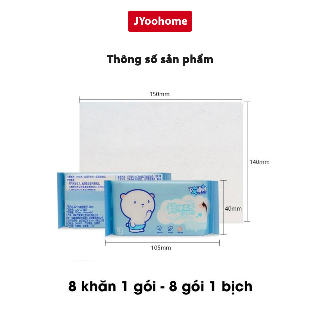 Bịch 64 Khăn Giấy Ướt Mini Bỏ Túi JYoohome Khăn Ướt Đa Năng Dễ Thương - Hàng HOT mùa du lịch, gia dụng tiện ích