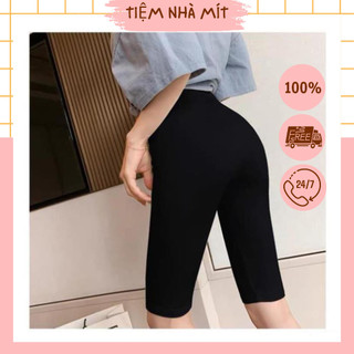 Quần Legging lửng nữ , Legging ngố cạp cao nâng mông chất thun co giãn