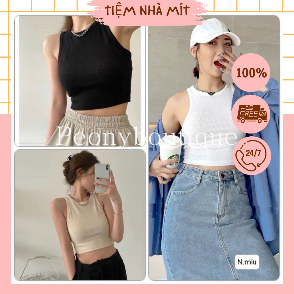 Áo tăm ba lỗ dáng áo crotop, dáng basic dễ phối đồ