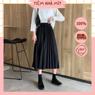 Chân Váy Xếp Ly Dáng Dài. Chân váy công sở nữ thiết kế cạp chun co giãn dập li đều tôn dáng siêu đẹp