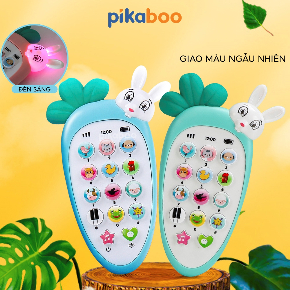 Điện thoại đồ chơi cho bé củ cà rốt Pikaboo có đèn và nhạc chất liệu nhựa an toàn