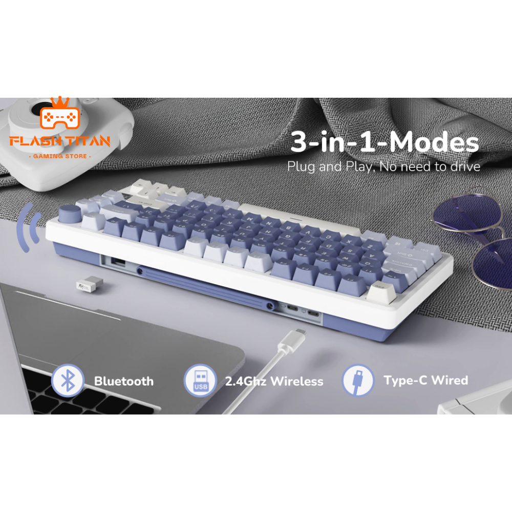 Bàn Phím Cơ Không Dây RK M75 3 Chế Độ Kết Nối - Led Mạch Xuôi - Keycap PBT Doublue shot - Full Foam, Prelube Switch | BigBuy360 - bigbuy360.vn