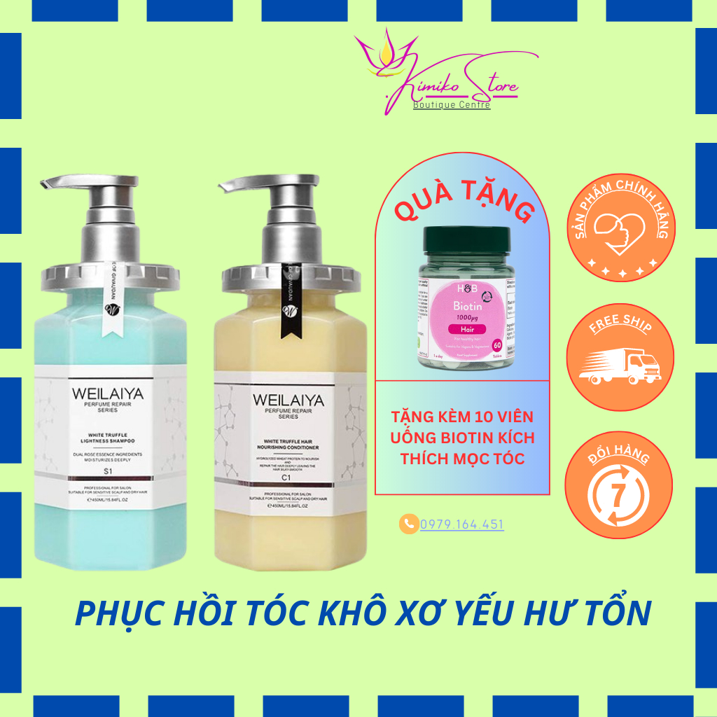 Bộ dầu gội xả Đa Tầng Nấm Truffle Weilaiya dầu cặp gội xả bộ gội xả dầu Phục Hồi Tóc dầu gội dầu xả chính hãng 450ml