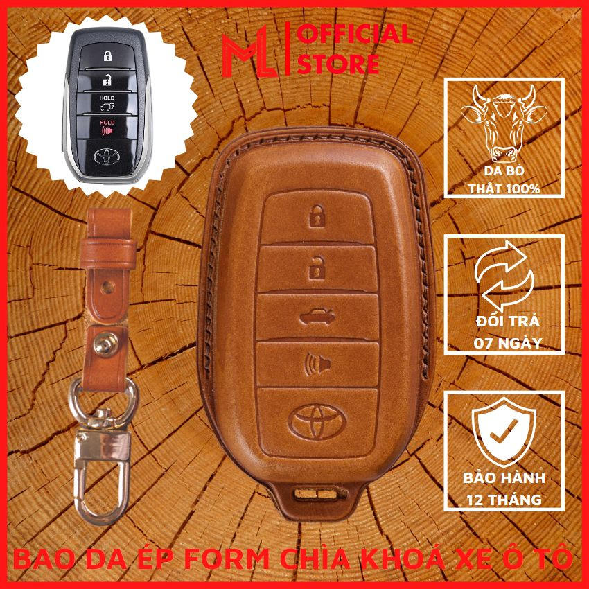 Bao Da Chìa Khoá Xe Ô Tô TOY-C4 Toyota Fortuner Legender 2022 Smartkey 4 Nút Bấm Ốp Da Thật Bảo Vệ Chìa Khoá ML Shop