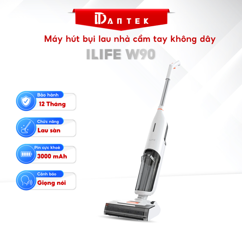 Máy hút bụi lau nhà iLife W90 cầm tay không dây cao cấp lực hút mạnh kết hợp lau sàn đánh bay bụi bẩn cứng đầu