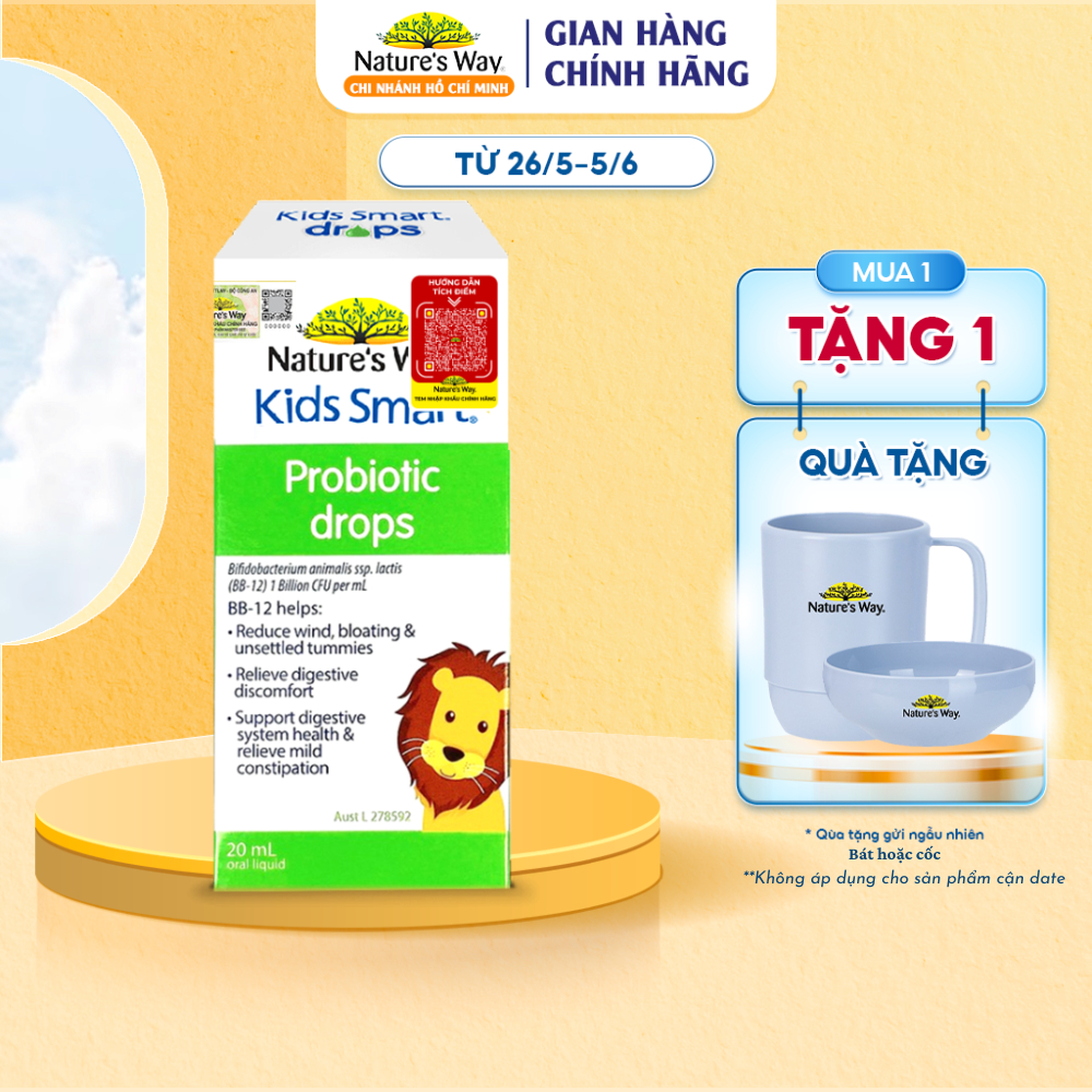 Siro Uống Nature's Way Kids Smart Drops Probiotic Bổ Sung Men Vi Sinh Cho Bé Hỗ Trợ Sức Khỏe Tiêu Hóa 20ml