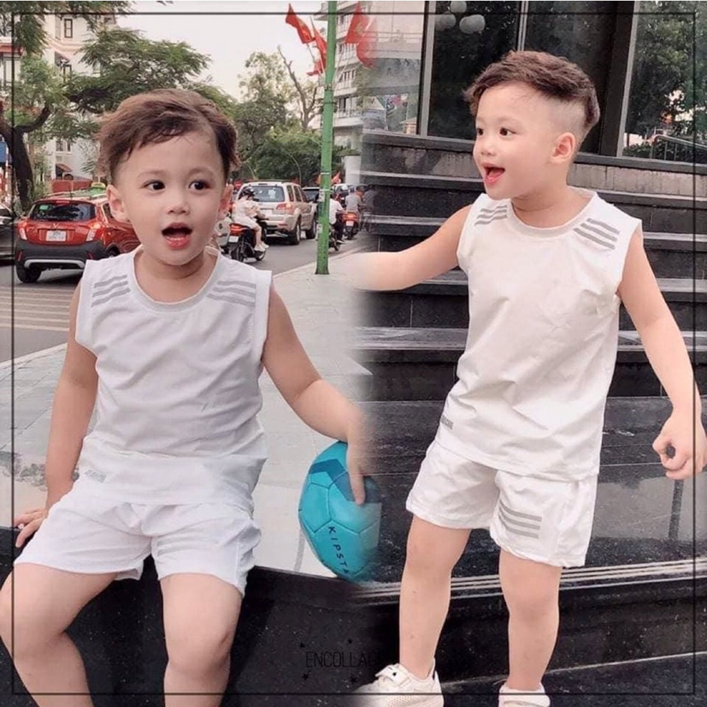 Bộ ba lỗ bé trai, Bộ thể thao bé trai chất thun cotton không pai không xù cho bé từ 7 đên 27kg