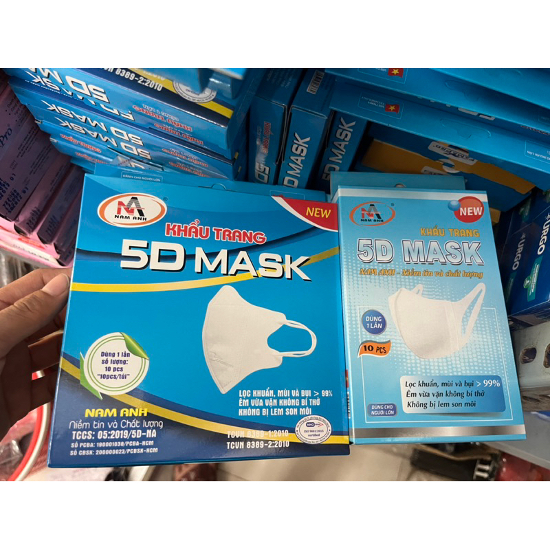 Khẩu trang 5D Nam Anh x 10cái/hộp trắng có quà tặng