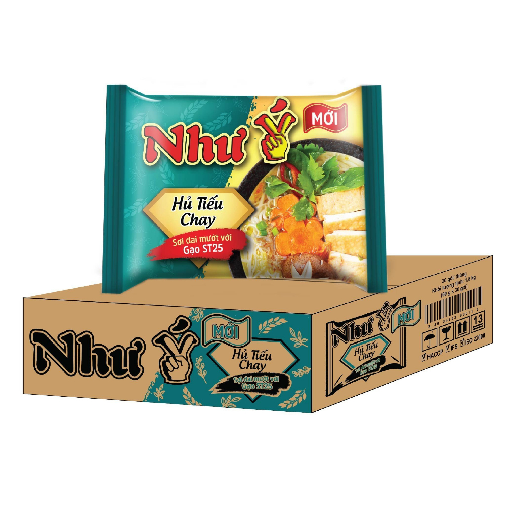 Thùng 30 Gói Hủ Tiếu Chay Như Ý 60g/gói