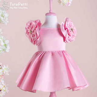 Đầm váy công chúa cho bé gái Tutupetti nơ vai đáng yêu
