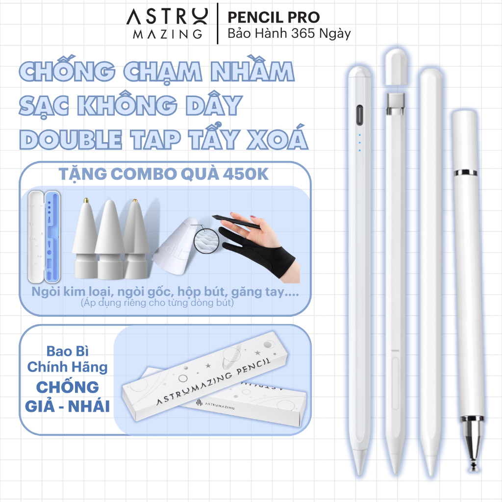 Bút cảm ứng iPad Stylus AstroMazing Pencil 2 Pro dành cho iPad Pro 11 12.9 Gen 6 7 8 9 10 Air 4 5 Mini