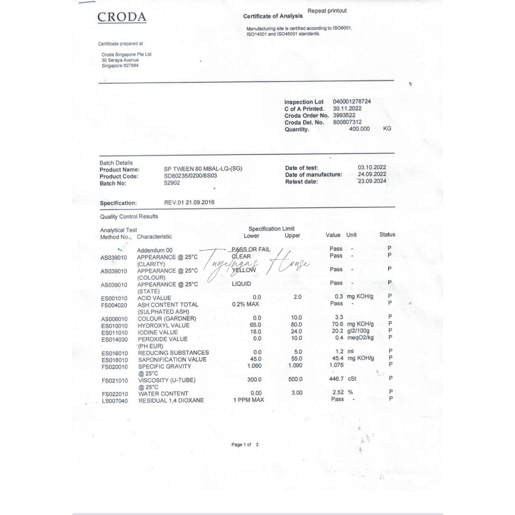 Sáp nhũ hoá O/W Span-60