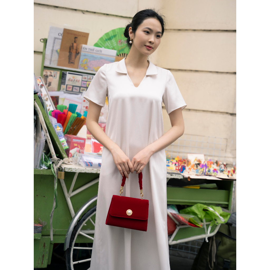 Đầm sơmi lụa Mauve Long Shirt dress