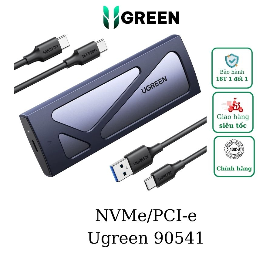 Box ổ cứng SSD M.2 B&M-Key & M-Key NVME - PCIE 3.0 USB Type-C 3.2 GEN2 Ugreen 90541
