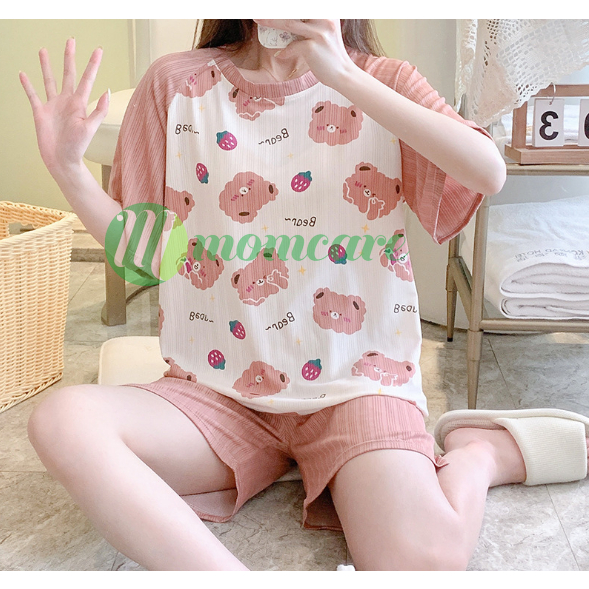 Đồ bộ cộc bầu cho con bú- Bộ đồ bầu lửng NEW Quần áo ngủ mặc nhà thời trang mùa hè chất đẹp bigsize
