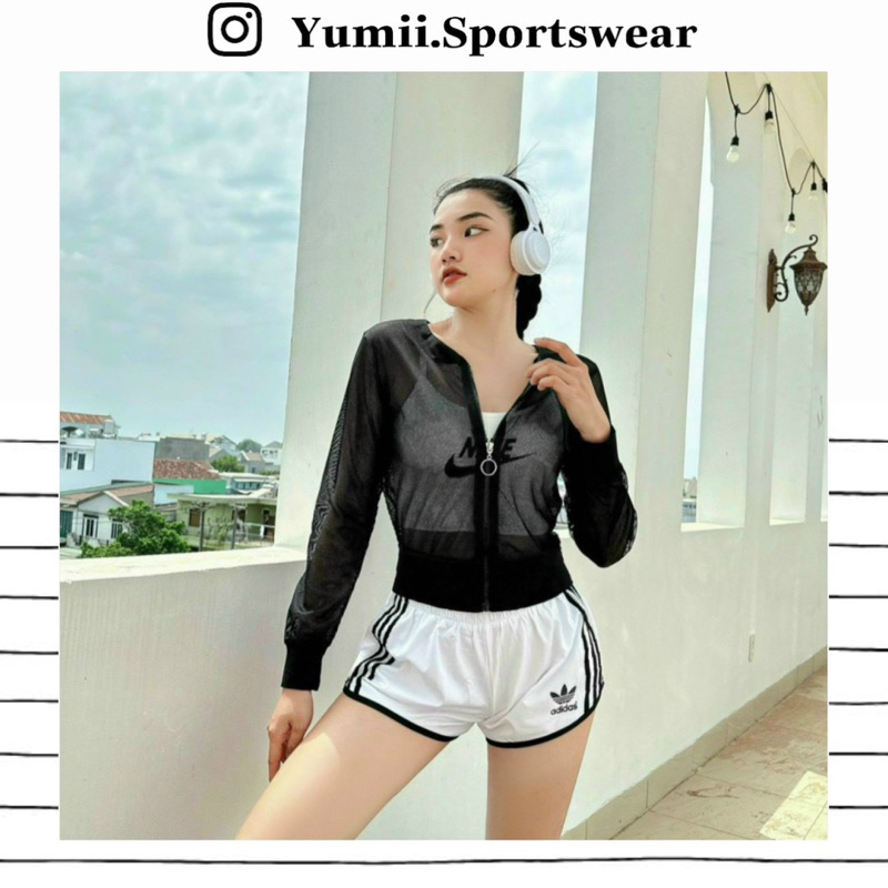 [ Yumii ] Áo Khoác Thể Thao Tập Gym Yoga Nữ - Áo Khoác Thể Thao Lưới Mè Mặc Ngoài Dáng Croptop Cổ Trụ, Chất Lưới Mềm