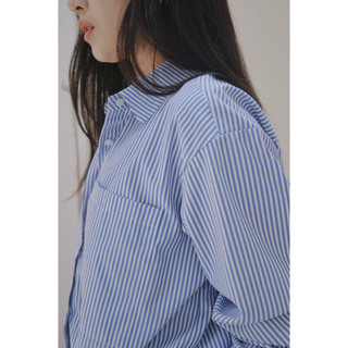 Chicka Chicka - Áo sơ mi form rộng cơ bản - Sọc xanh