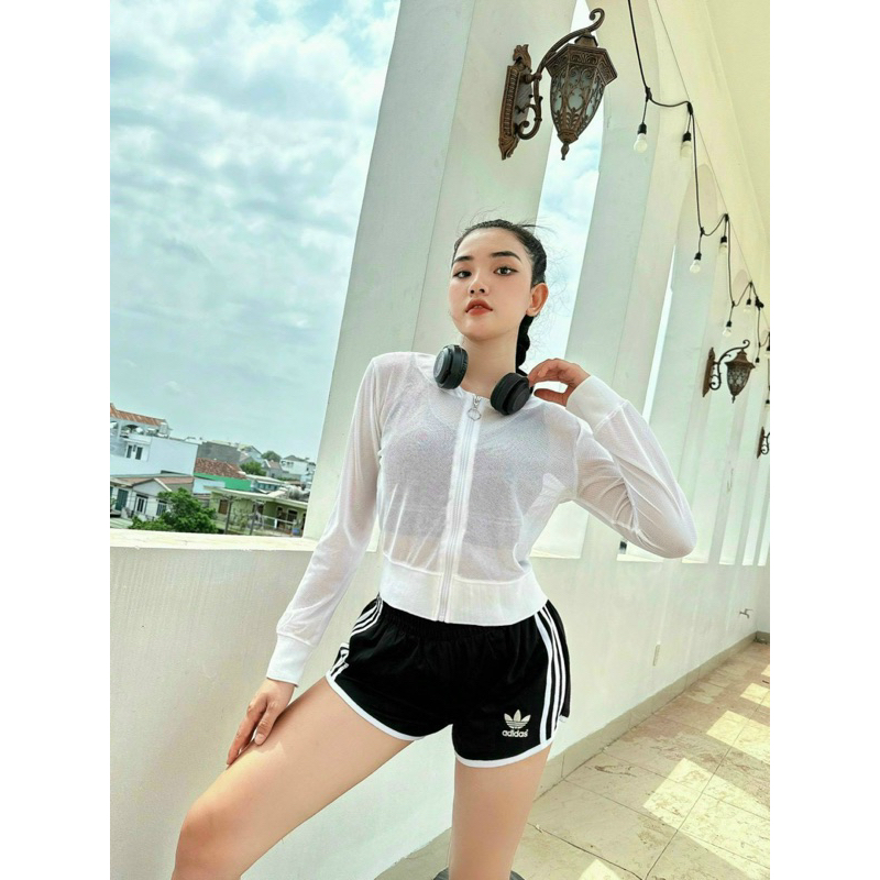 [ Yumii ] Áo Khoác Thể Thao Tập Gym Yoga Nữ - Áo Khoác Thể Thao Lưới Mè Mặc Ngoài Dáng Croptop Cổ Trụ, Chất Lưới Mềm