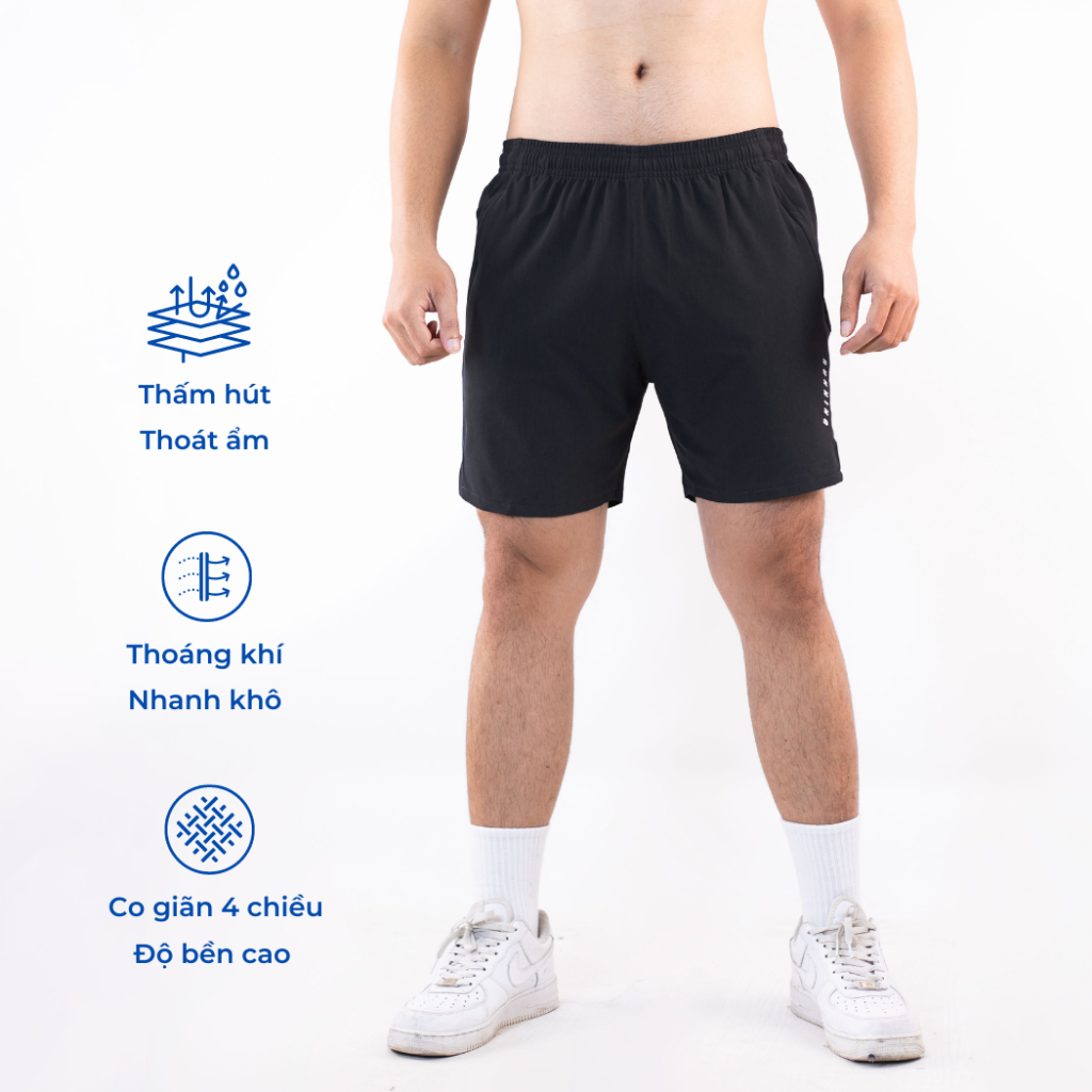 Quần Thể Thao Chạy Bộ,Tập Gym Nam REETA ,Phom Ngắn Trên Gối Chất Vải Thoáng Mát Co Giãn - A2215