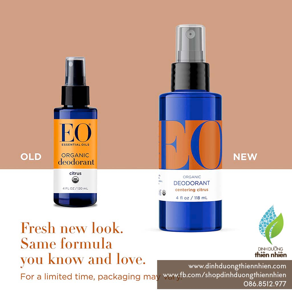 Chai Xịt Khử Mùi Hữu Cơ EO Products Organic Deodorant Spray, 118ml