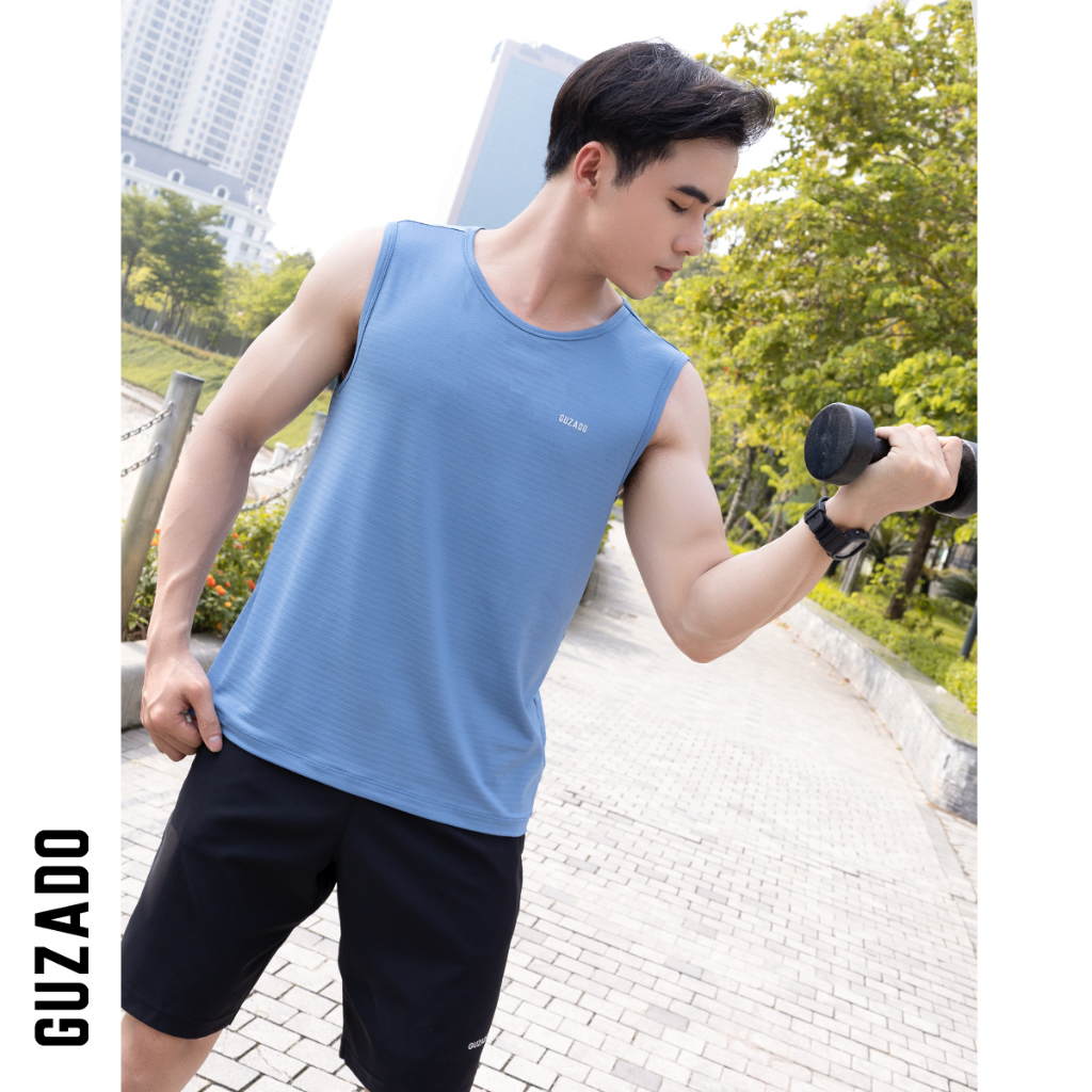 Áo ba lỗ nam Guzado tanktop thể thao khỏe khắn,rộng rãi thoáng mát,vận động thoải mái GBL2201