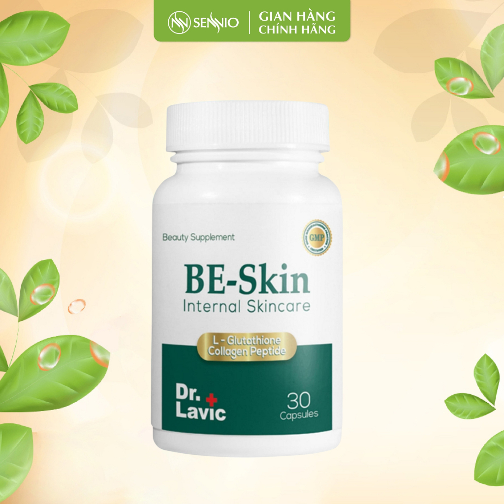 Viên uống trắng da toàn thân Be-Skin Dr.Lavic đẹp da bổ sung vitamin C, Glutathione, Collagen hộp 30 viên DR931