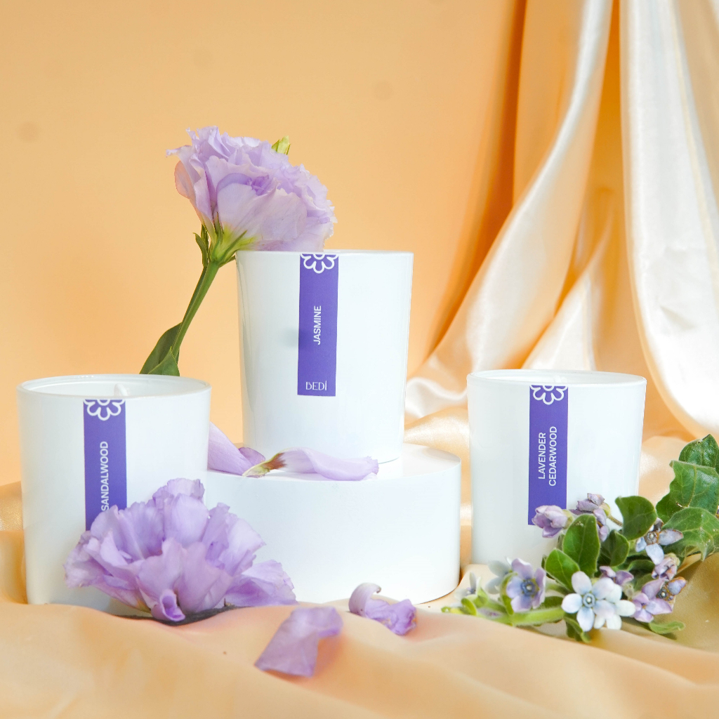 Nến thơm handmade BEDI Daisy Candles 15 mùi hương - an toàn cho người sử dụng.