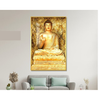 Tranh treo tường - Tranh tráng gương Đức Phật A Di Đà treo phòng thờ - Kích thước 20x30cm