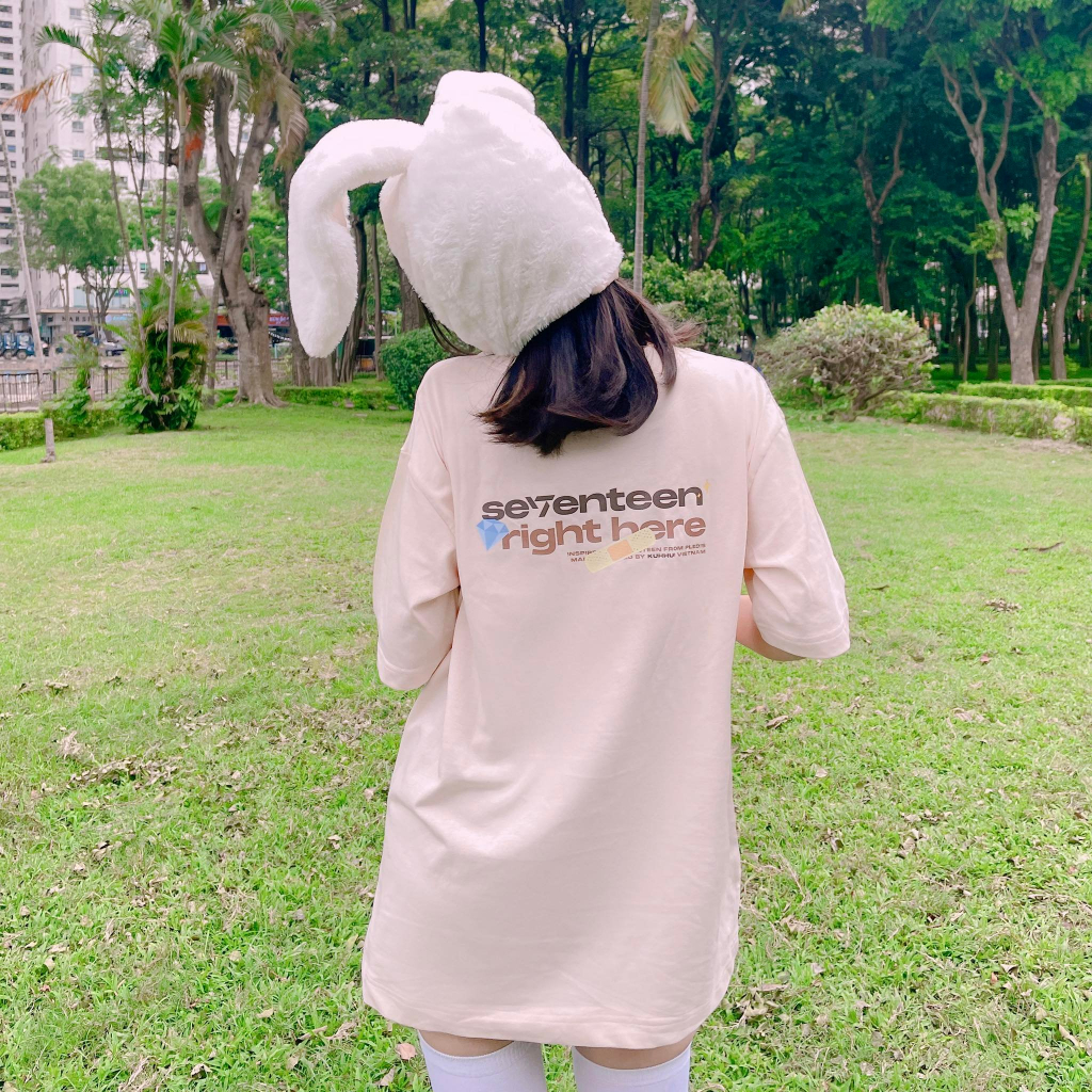 SEVENTEEN TEE - Áo thun unisex oversize 2 màu be/trắng