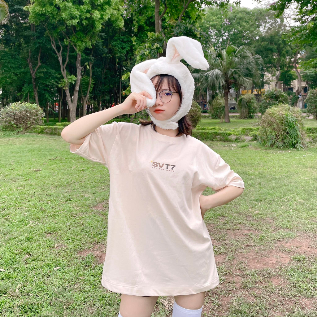 SEVENTEEN TEE - Áo thun unisex oversize 2 màu be/trắng