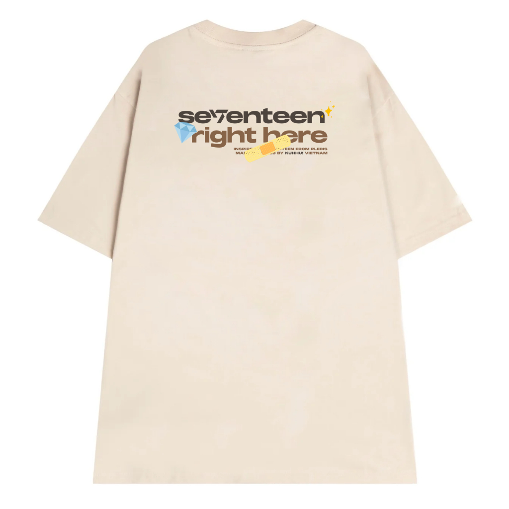 SEVENTEEN TEE - Áo thun unisex oversize 2 màu be/trắng