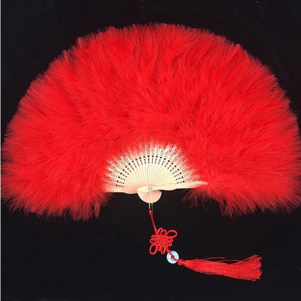 Quạt lông vũ loại dày-hầu đồng, trang trí làm oản, decor cổ trang siêu đẹp