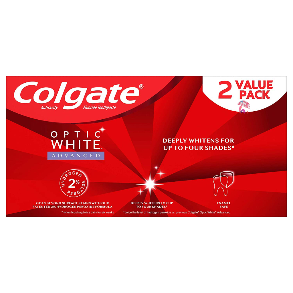KEM ĐÁNH RĂNG COLGATE OPTIC WHITE 127G set 2 cây