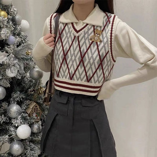 MS407 Áo gile len nữ Teddy bear Hàn Quốc