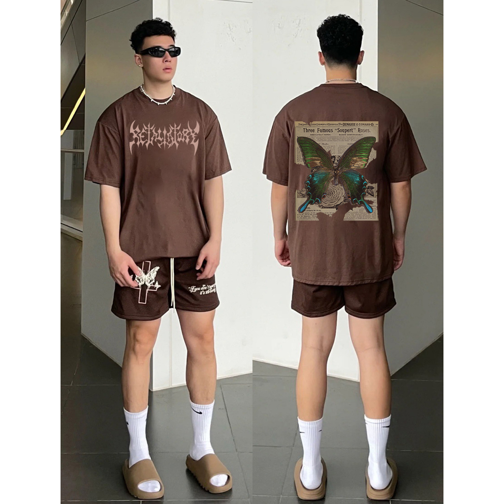 PEAR DODO in hình trung lập Mỹ mùa hè hip-hop nam ngắn tay 100% cotton in Plus size áo thun thời trang đường phố
