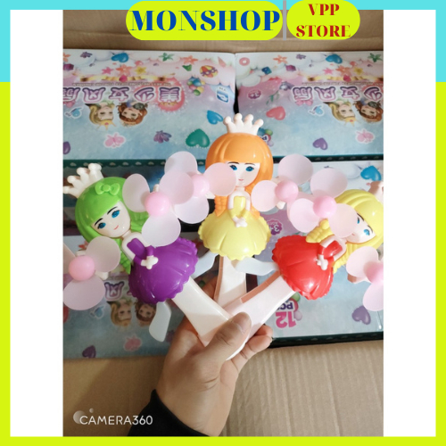 Quạt Cầm Tay Mini Công Chúa Tiện Dụng Hoạ Tiết Dễ Thương Cho Bé Monshop vpp