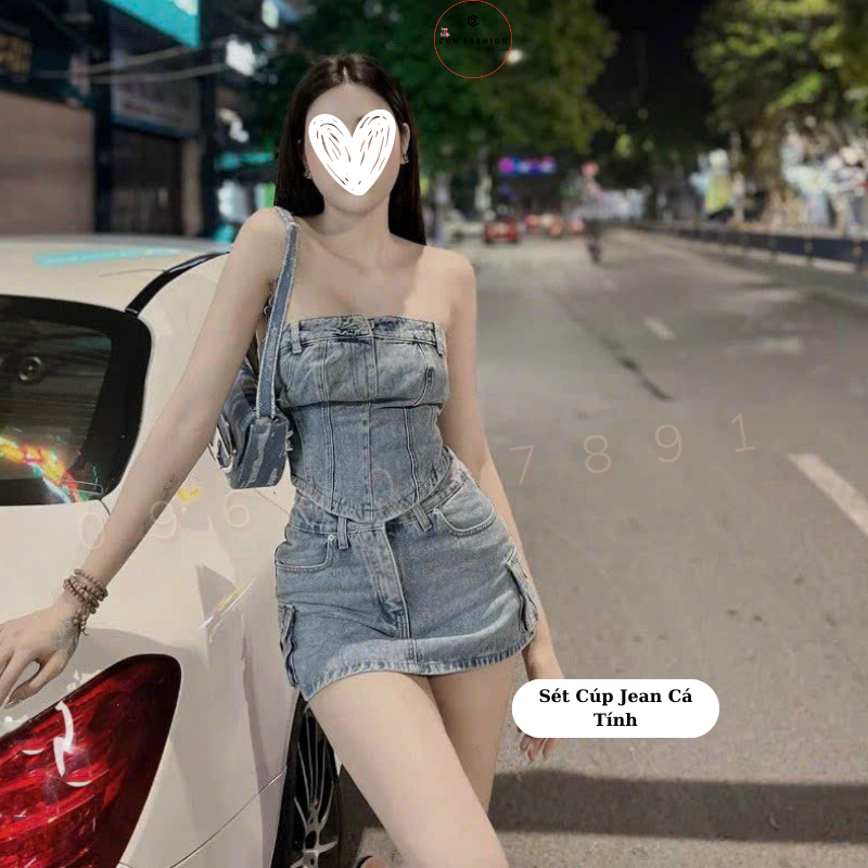 Áo ống jean cúp ngực, Áo ống jeans quây body kiểu hàn quốc tôn dáng-Cun Fashion MA0505