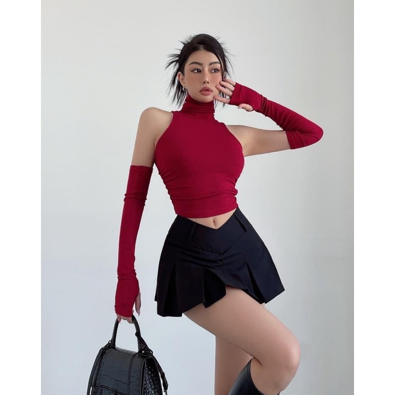 Chân váy xếp ly chữ V chiết eo 55-90kg