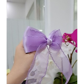 Kẹp tóc nơ voan phối lụa đuôi dài