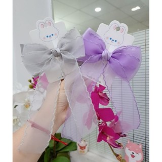 Kẹp tóc nơ voan phối lụa đuôi dài
