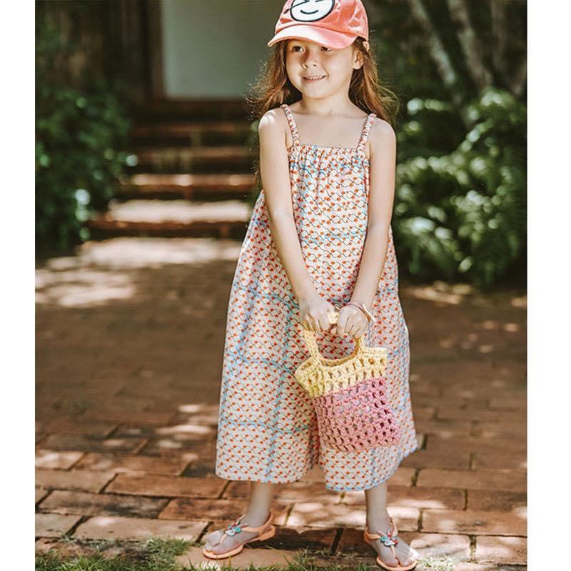 jumpsuit quả cherry cho bé gái