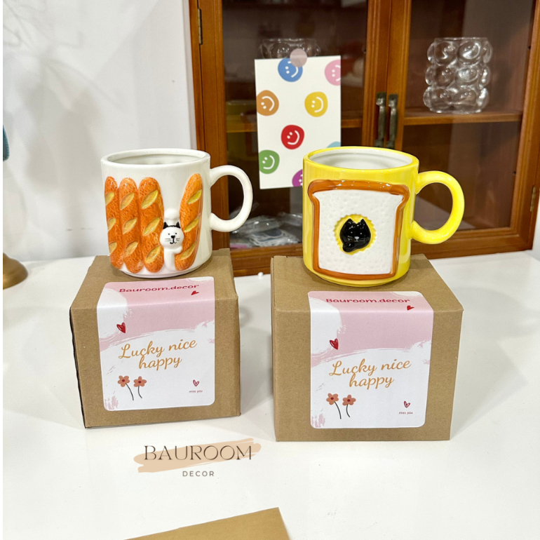 Ly sứ cao cấp 3D bánh mì decor trang trí (Hàng có sẵn / Shop tự chụp)