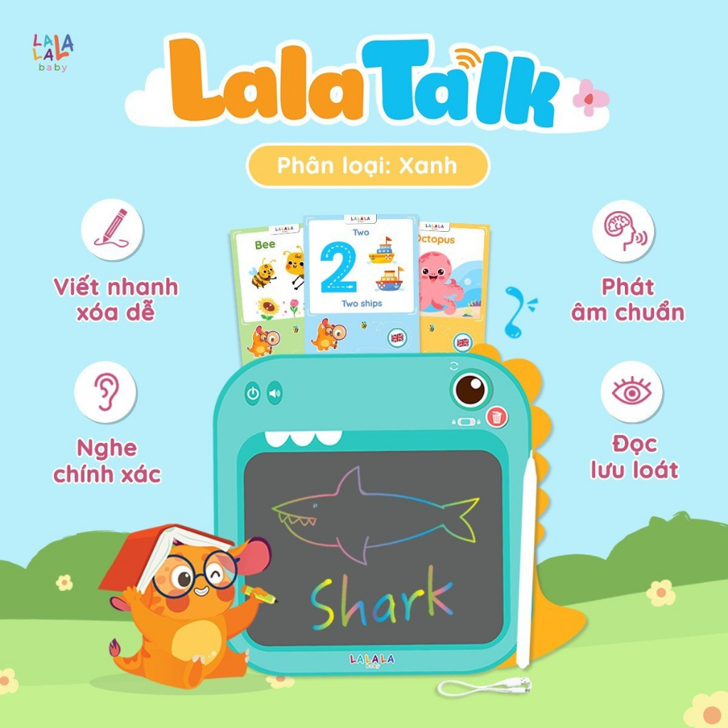 Máy Đọc Thẻ Đa Năng Cho Bé - Đọc Thẻ Song Ngữ Kết hợp Bảng Viết Tự Xóa LCD LalaTalk