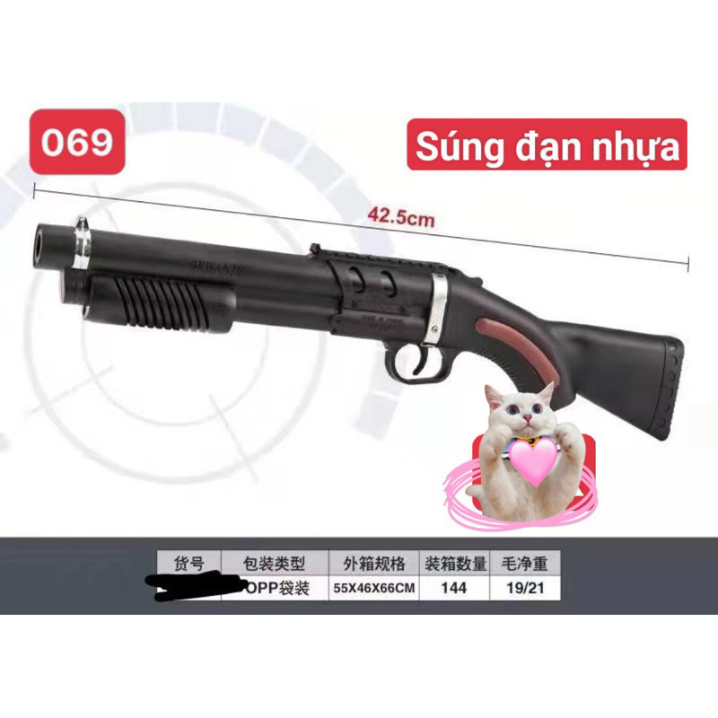 đồ chơi bắn đạn nhựa dài 42.5 cm ( tặng kèm 60v đạn )